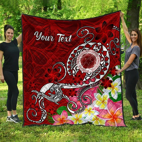 CNMI Custom Personalised Premium Quilt - Turtle Plumeria (Red)