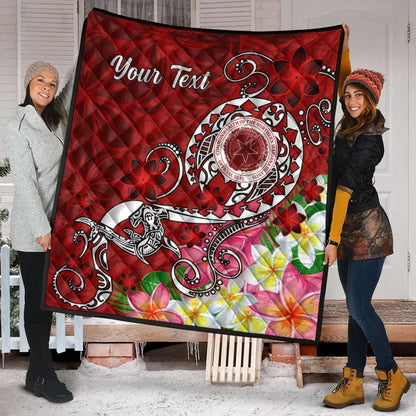 CNMI Custom Personalised Premium Quilt - Turtle Plumeria (Red)