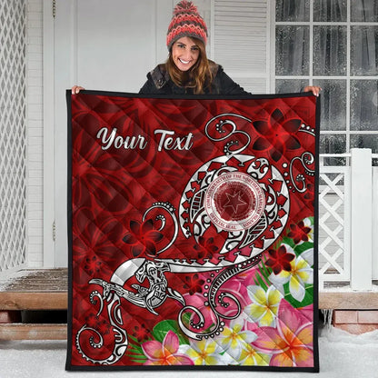 CNMI Custom Personalised Premium Quilt - Turtle Plumeria (Red)