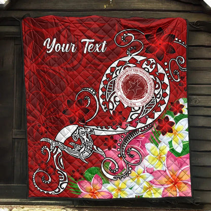 CNMI Custom Personalised Premium Quilt - Turtle Plumeria (Red)