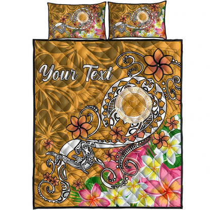 CNMI Custom Personalised Quilt Bed Set - Turtle Plumeria (Gold)