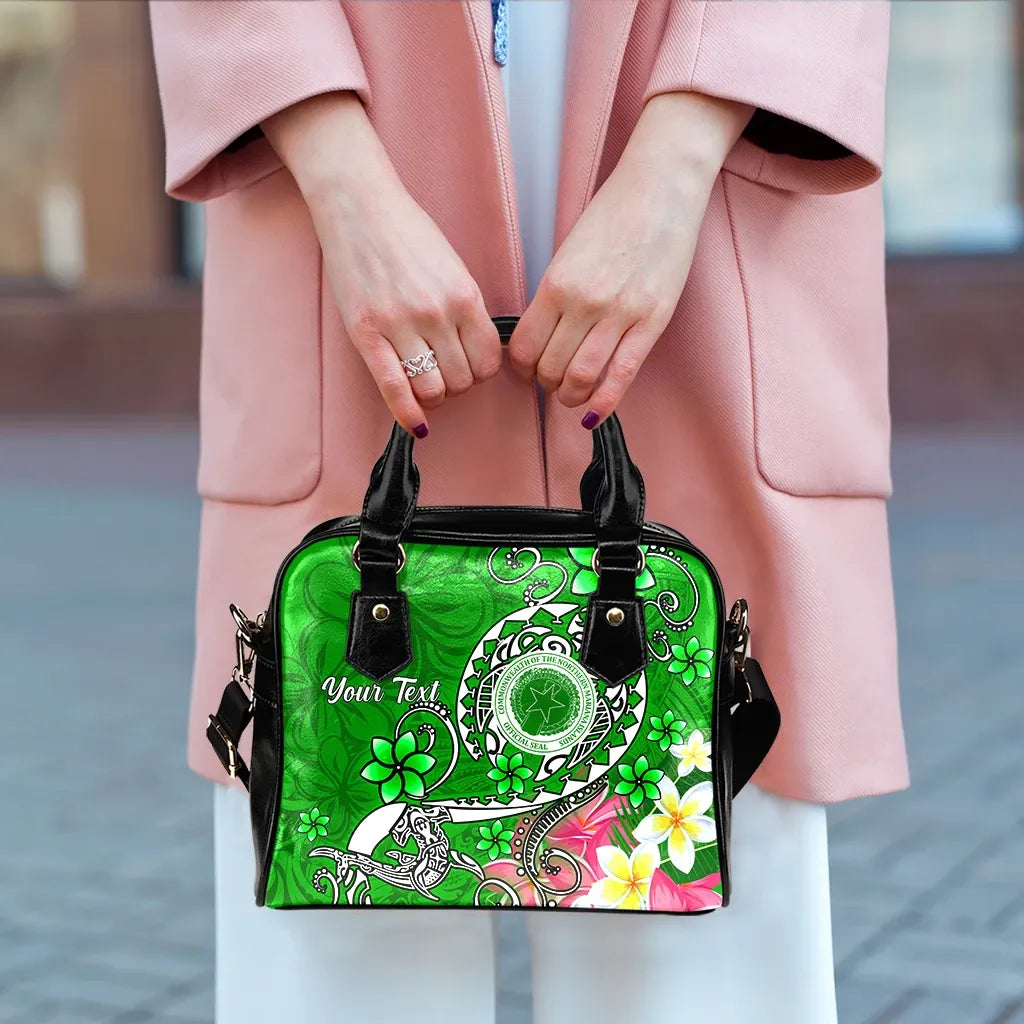 CNMI Custom Personalised Shoulder Handbag - Turtle Plumeria (Green)