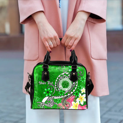 CNMI Custom Personalised Shoulder Handbag - Turtle Plumeria (Green)