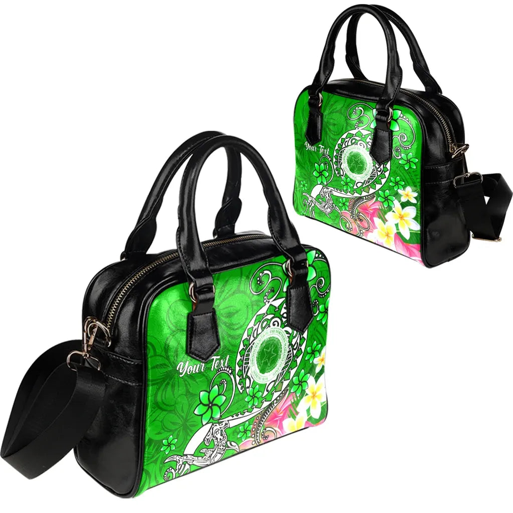 CNMI Custom Personalised Shoulder Handbag - Turtle Plumeria (Green)