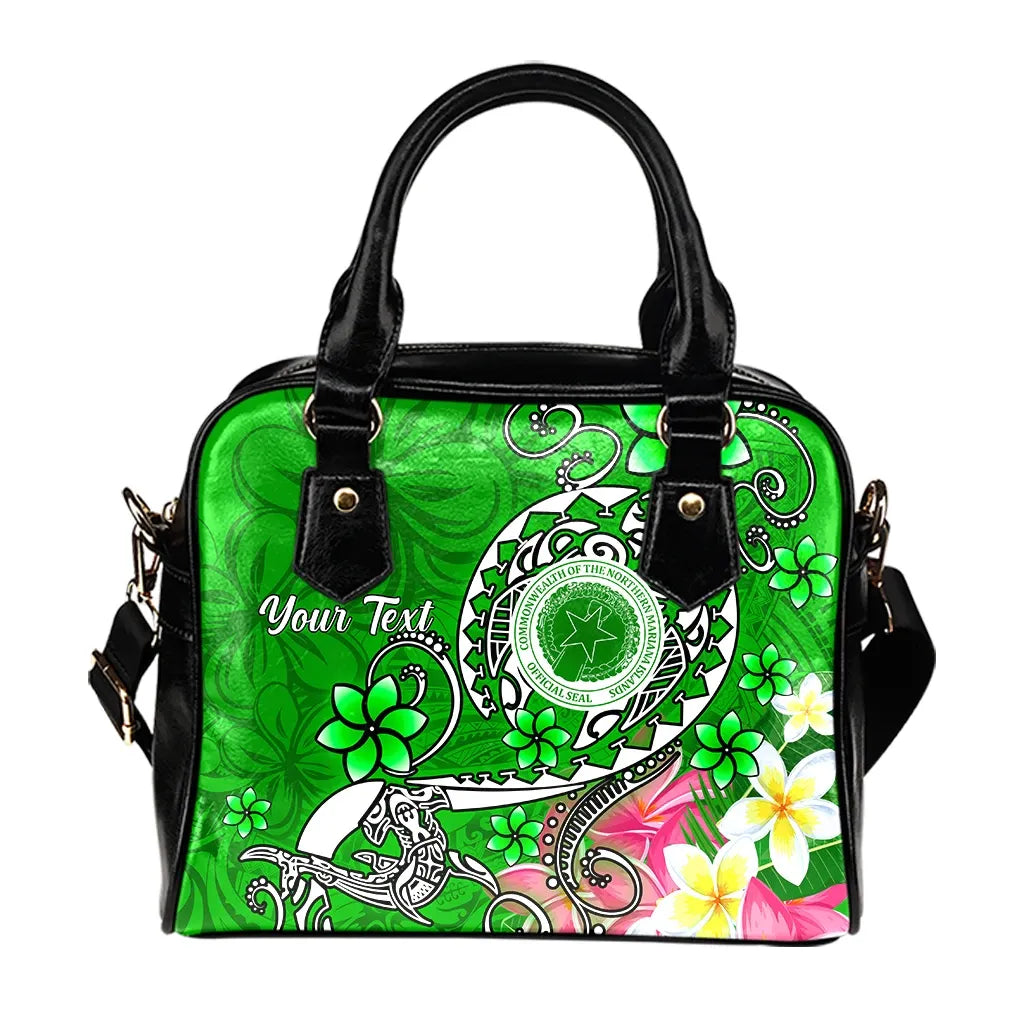 CNMI Custom Personalised Shoulder Handbag - Turtle Plumeria (Green)