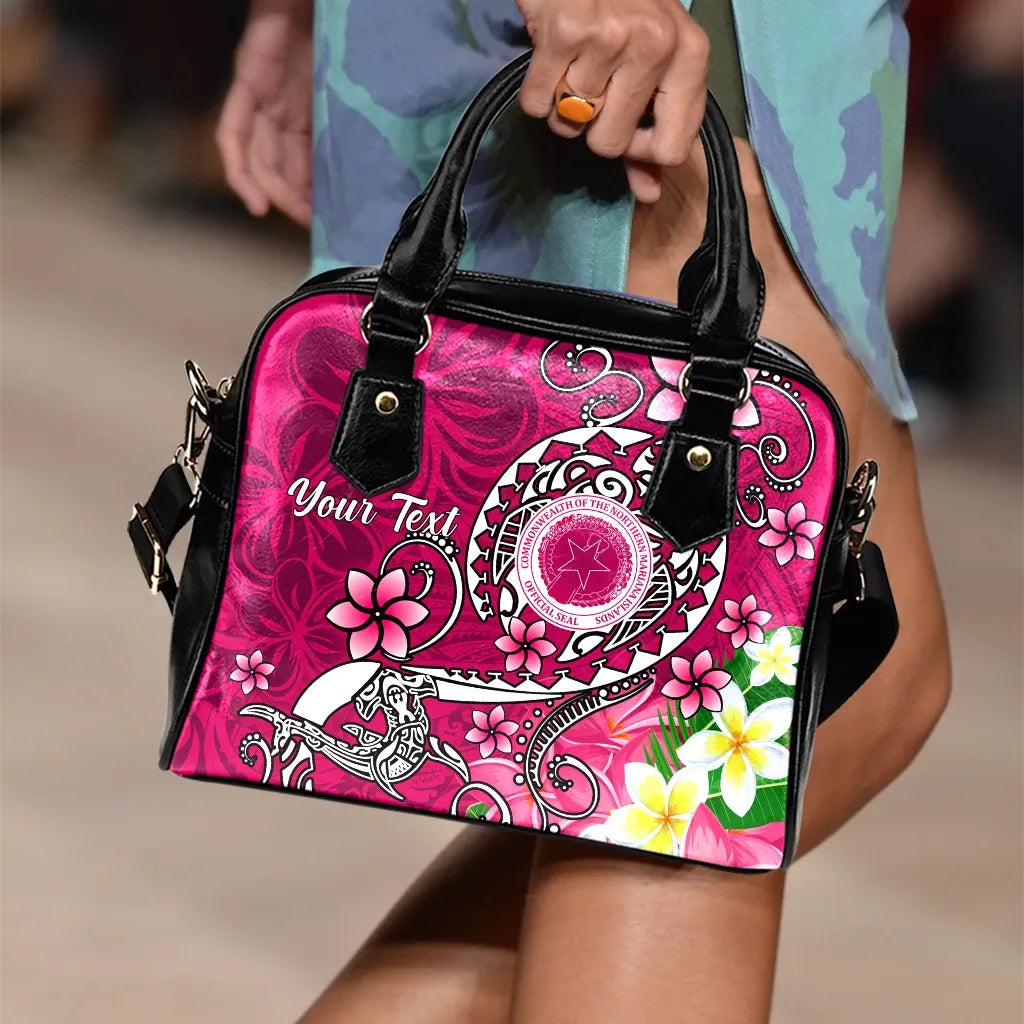 CNMI Custom Personalised Shoulder Handbag - Turtle Plumeria (Pink)