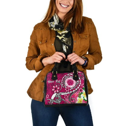 CNMI Custom Personalised Shoulder Handbag - Turtle Plumeria (Pink)
