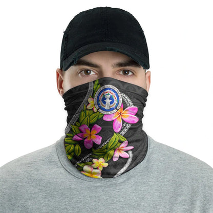 CNMI Neck Gaiter - Plumeria Tattoo Pink Gold