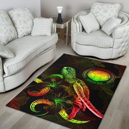 CNMI Polynesian Area Rugs - Turtle With Blooming Hibiscus Reggae