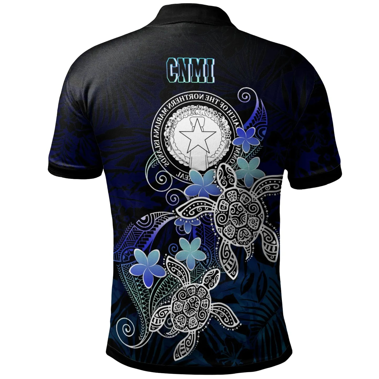 CNMI Polynesian Polo Shirt - Blue Turtle Couple