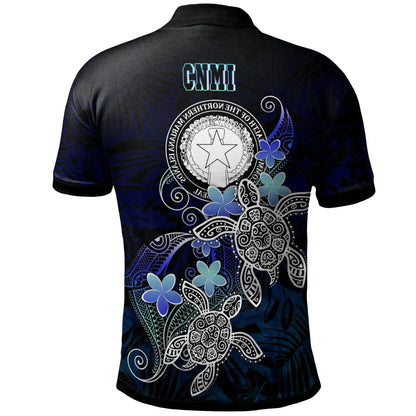 CNMI Polynesian Polo Shirt - Blue Turtle Couple
