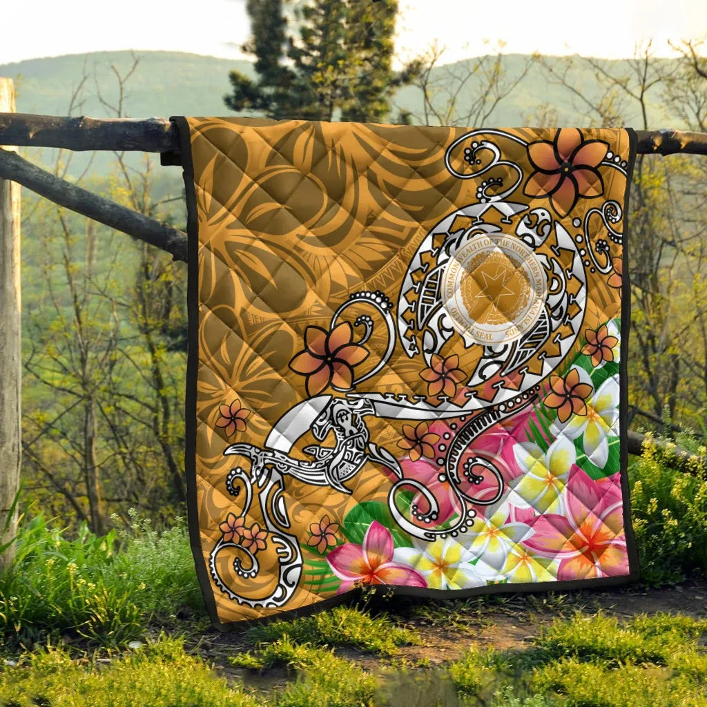 CNMI Premium Quilt  - Turtle Plumeria (Gold)