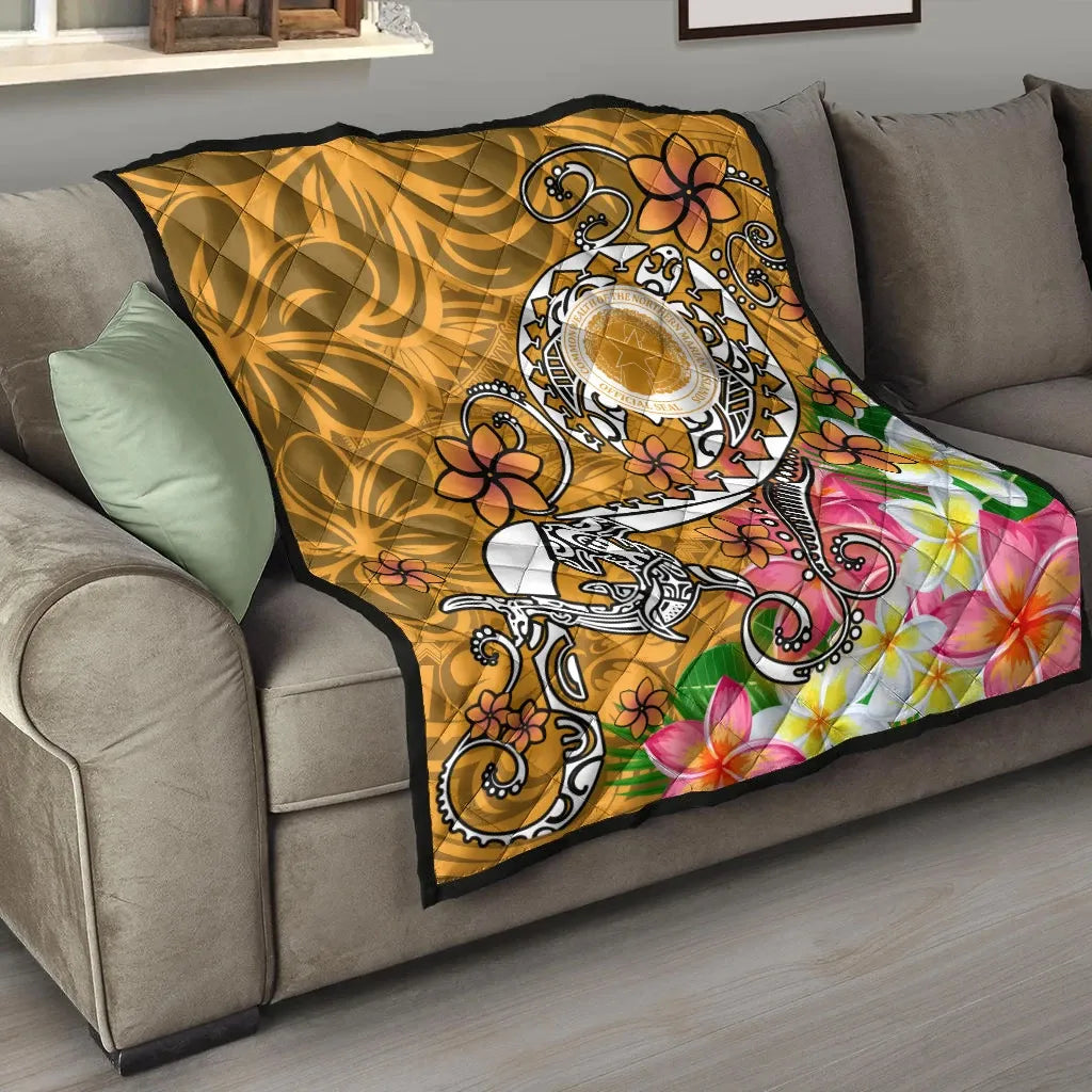 CNMI Premium Quilt  - Turtle Plumeria (Gold)