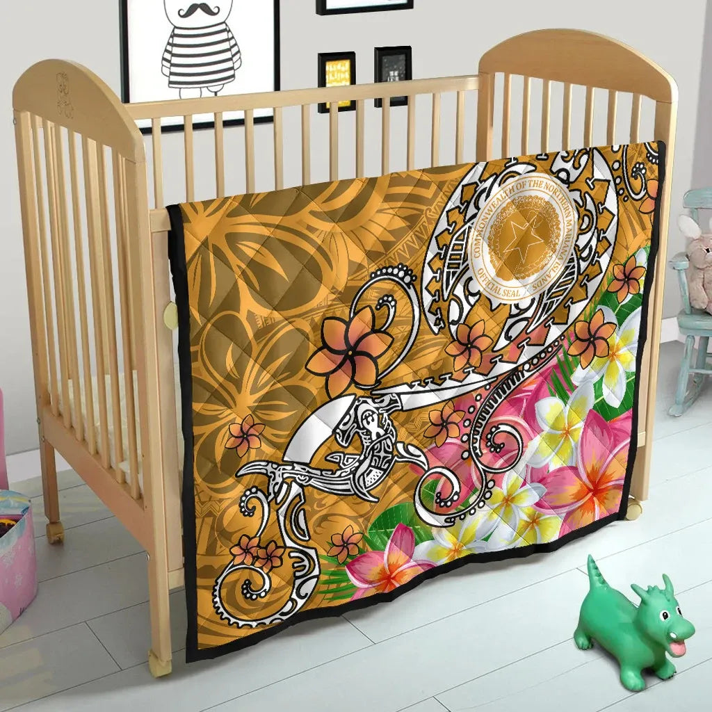 CNMI Premium Quilt  - Turtle Plumeria (Gold)