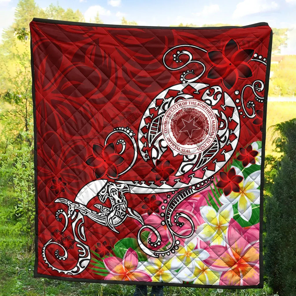 CNMI Premium Quilt  - Turtle Plumeria (Red)