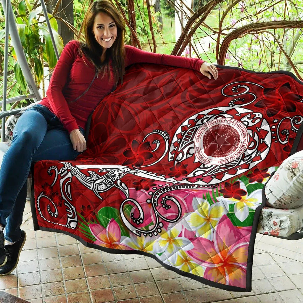 CNMI Premium Quilt  - Turtle Plumeria (Red)