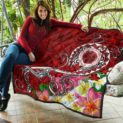CNMI Premium Quilt  - Turtle Plumeria (Red)
