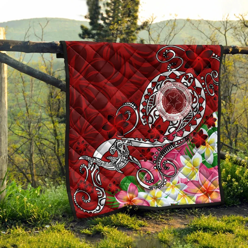 CNMI Premium Quilt  - Turtle Plumeria (Red)