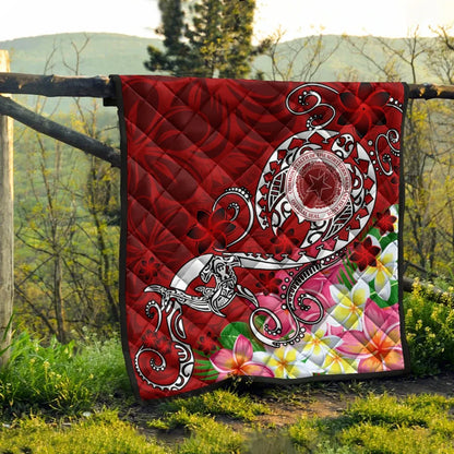 CNMI Premium Quilt  - Turtle Plumeria (Red)