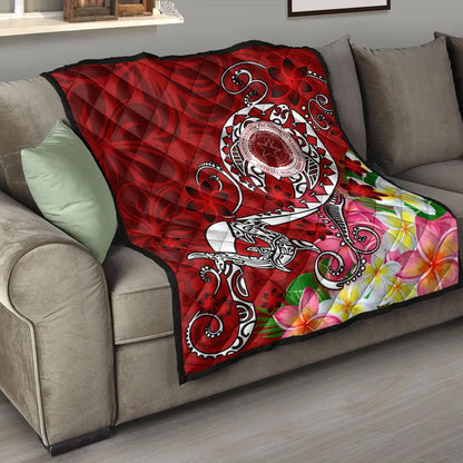 CNMI Premium Quilt  - Turtle Plumeria (Red)