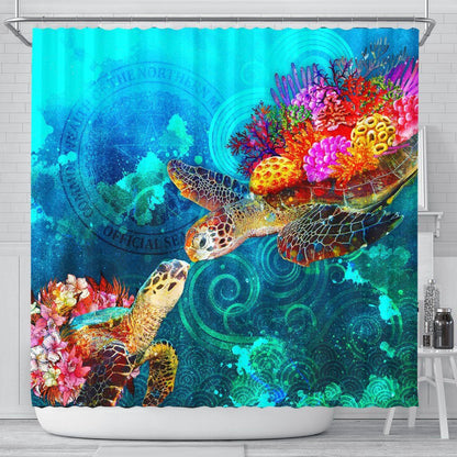 CNMI Shower Curtain - Sea Turtle Coral Treasure