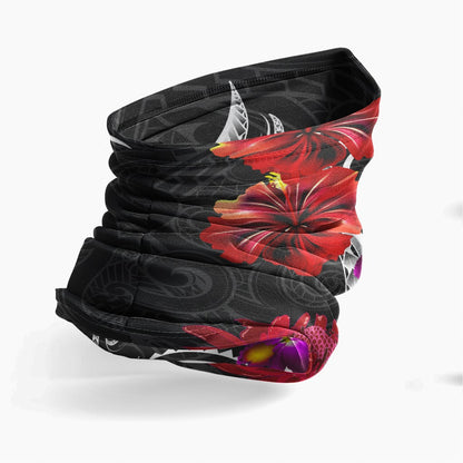 CNMI Neck Gaiter Tropical Flower with Polynesian Pattern