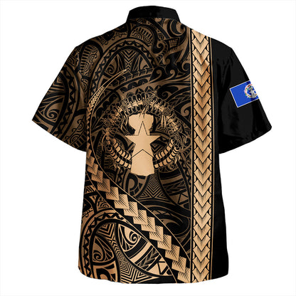 Northern Mariana Islands Hawaiian Shirt Coat Of Arms Polynesian Tribal Gold