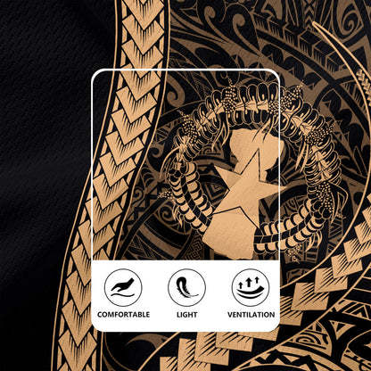 Northern Mariana Islands Rugby Jersey Coat Of Arms Polynesian Tribal Gold