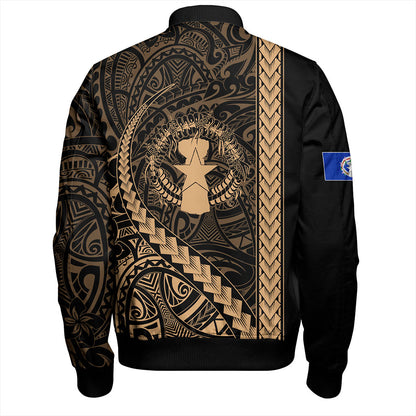 Northern Mariana Islands Bomber Jacket Coat Of Arms Polynesian Tribal Gold