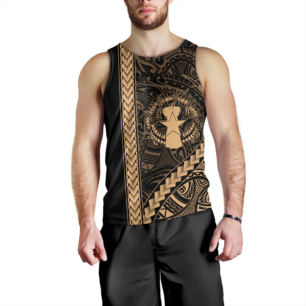 Northern Mariana Islands Tank Top Coat Of Arms Polynesian Tribal Gold