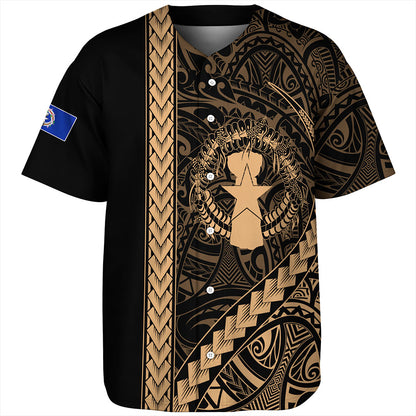 Northern Mariana Islands Baseball Shirt Coat Of Arms Polynesian Tribal Gold