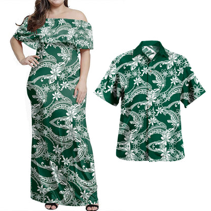 Polynesian Combo Dress And Shirt Polynesian Print Fabric And Flower