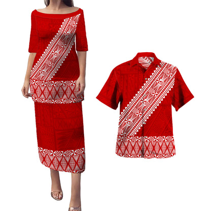 Tonga Combo Puletasi And Shirt Ngatu Half Concept Tribal