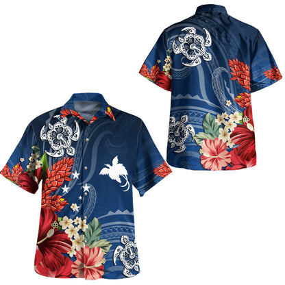 Papua New Guinea Combo Short Sleeve Dress And Shirt  Flower And Turtle
