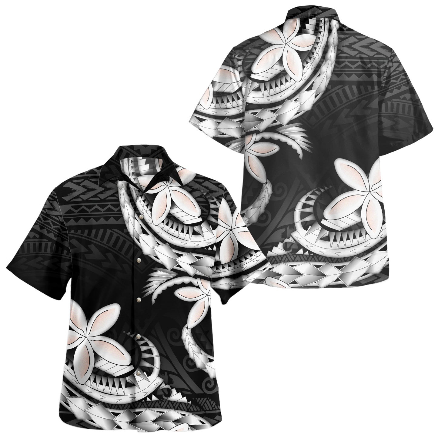 Polynesian Patterns Plumeria Flowers Special Style Combo Off Shoulder Long Dress And Shirt