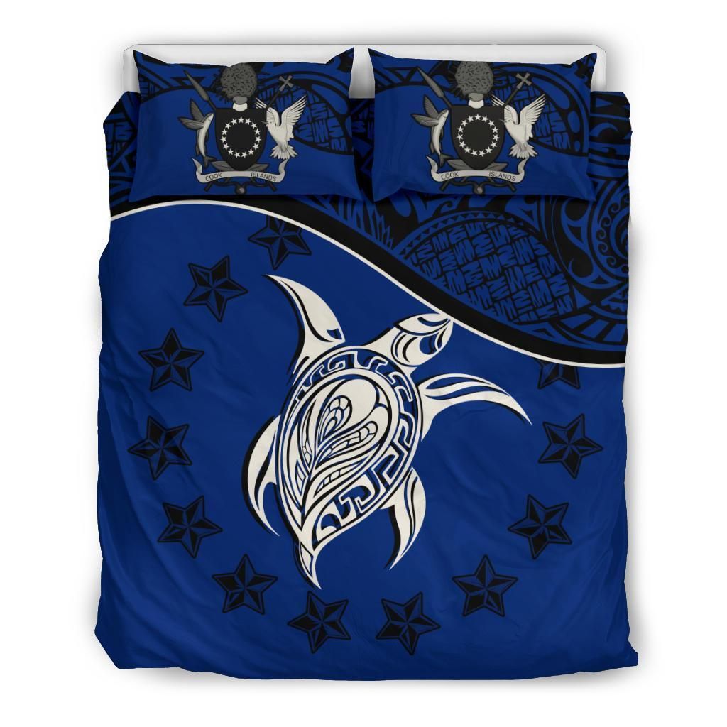 Polynesian Duvet Cover Set - Cook Islands Bedding Set Dark Blue