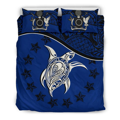 Polynesian Duvet Cover Set - Cook Islands Bedding Set Dark Blue