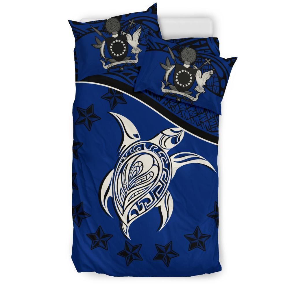 Polynesian Duvet Cover Set - Cook Islands Bedding Set Dark Blue