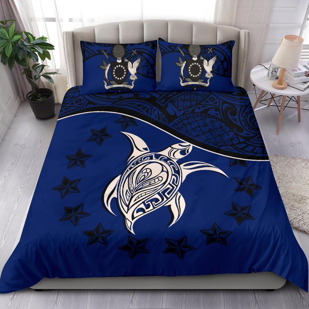 Polynesian Duvet Cover Set - Cook Islands Bedding Set Dark Blue