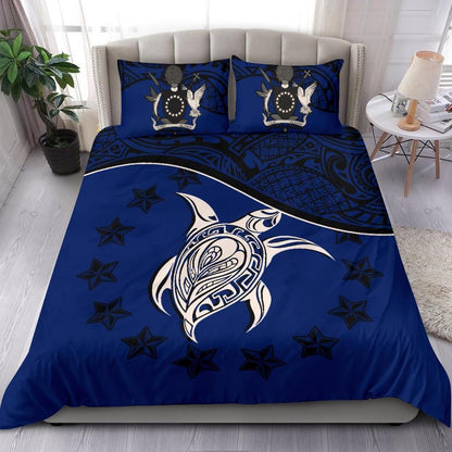 Polynesian Duvet Cover Set - Cook Islands Bedding Set Dark Blue