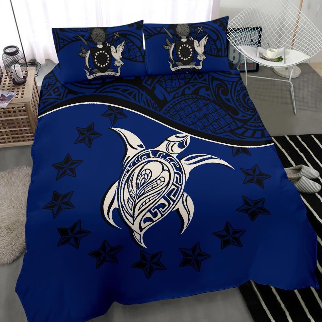 Polynesian Duvet Cover Set - Cook Islands Bedding Set Dark Blue