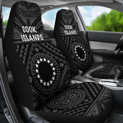 Cook Islands Car Seat Covers - Seal With Polynesian Tattoo Style ( Black)