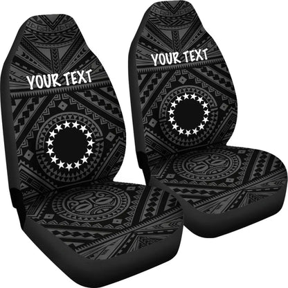 Cook Islands Personalised Car Seat Covers - Seal With Polynesian Tattoo Style ( Black)