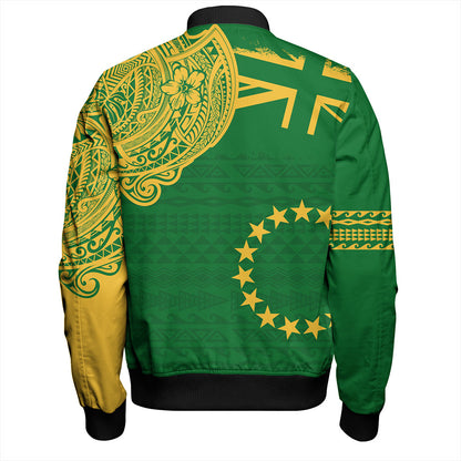 Cook Islands Bomber Jacket Tribal Flag With Coat Of Arms