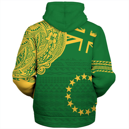 Cook Islands Sherpa Hoodie Tribal Flag With Coat Of Arms