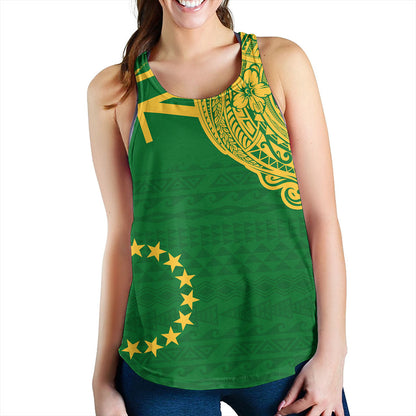 Cook Islands Women Tank Tribal Flag With Coat Of Arms