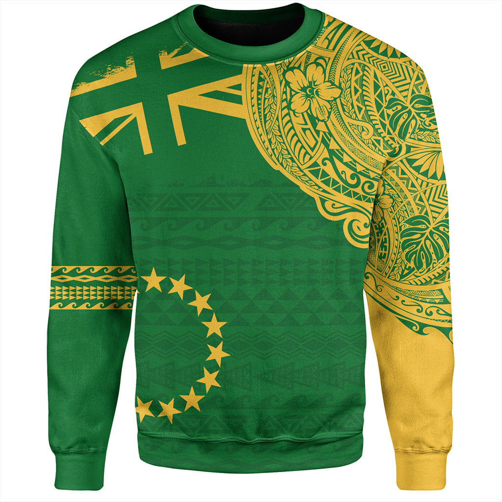 Cook Islands Sweatshirt Tribal Flag With Coat Of Arms