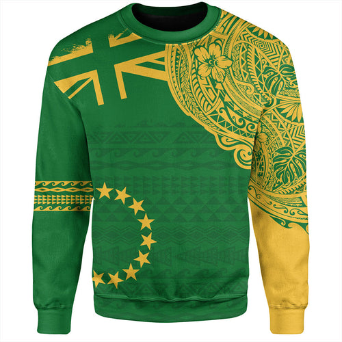 Cook Islands Sweatshirt Tribal Flag With Coat Of Arms