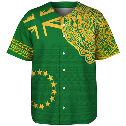Cook Islands Baseball Shirt Tribal Flag With Coat Of Arms