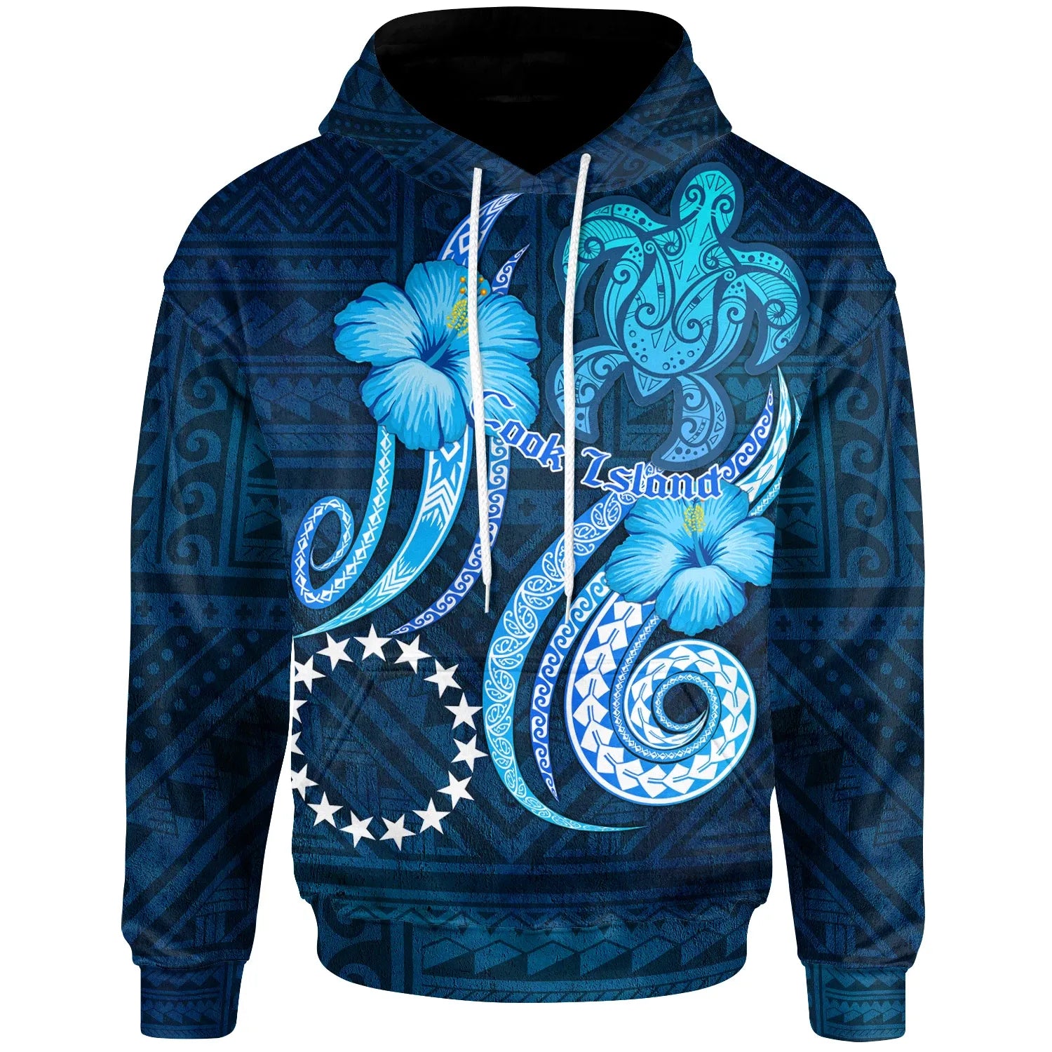 Cook Island Hoodie - Turtle and Tribal Tattoo Of Polynesian